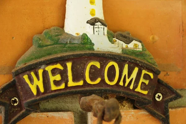 Simbolizar la bienvenida en el fondo con la naturaleza — Foto de Stock