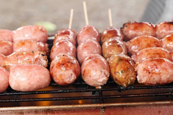 Grilled sausage asia delicious at street food — Stock Photo, Image