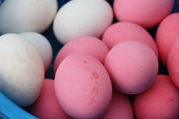 Preserved egg in the basket at market