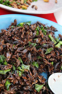 Kızarmış böcekler sokak gıda lezzetli