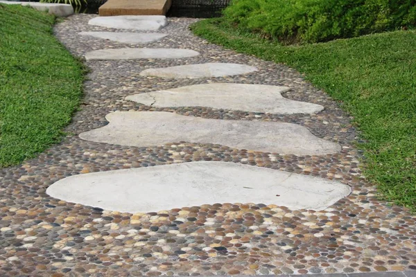 Garden walk way with stone in nature