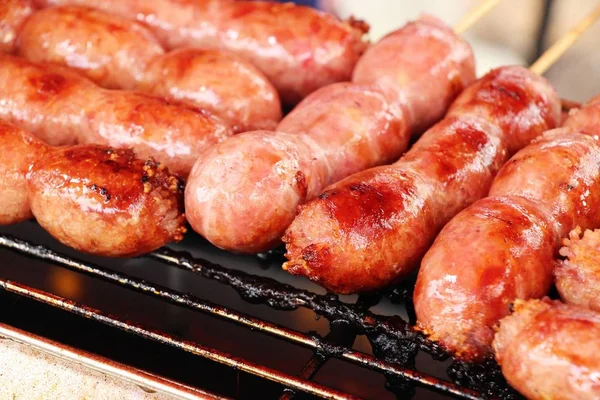 Grilled sausage asia delicious at street food — Stock Photo, Image