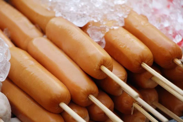 Grilled sausage is delicious at street food — Stock Photo, Image