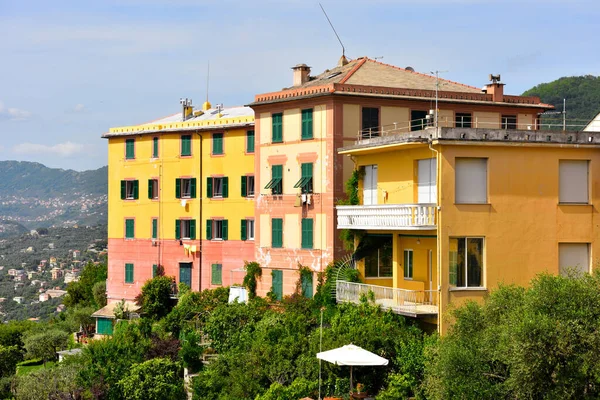 Coloridas Casas Históricas San Rocco Camogli Génova Liguria Italia — Foto de Stock