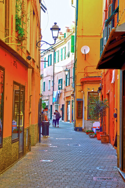 The historic center of the village of oneglia with its historic alleys May 30 August 2020 Imperia Italy