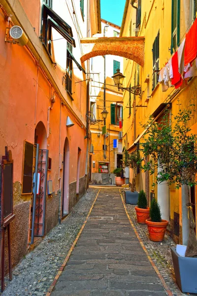 Centro Histórico Del Pueblo Oneglia Con Sus Callejuelas Históricas Imperia — Foto de Stock