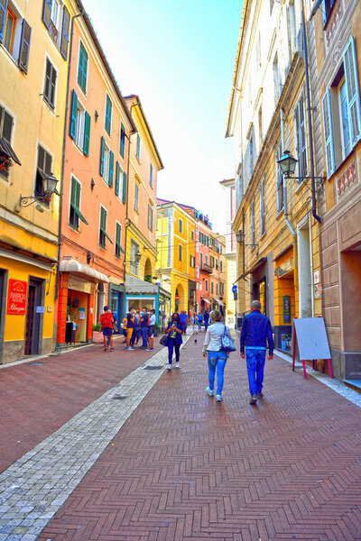 The historic center of the village of oneglia with its historic alleys May 30 2020 Imperia Italy