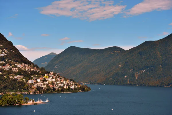 Parque Tassino Panorama Del Lago Lugano Suiza — Foto de Stock