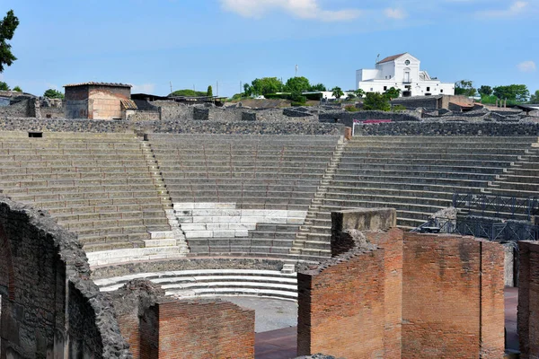 Amphitheatre Pompeii Ruins Ancient Roman City Destroyed Buried Ash Vesuvius — Stock Photo, Image