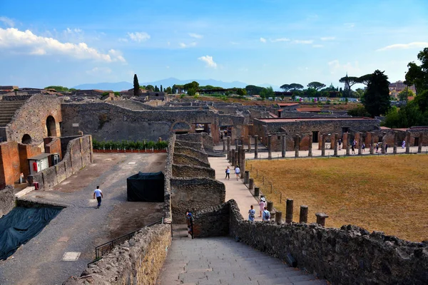 Ruïnes Van Oude Romeinse Stad Pompeii Italië Werd Vernietigd Begraven — Stockfoto