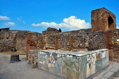 Antik Roma şehri Pompeii İtalya 'nın kalıntıları, MS 79 yılında Vesuvius' un patlaması sonrasında kül ile yok edildi ve gömüldü.