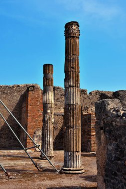 Antik Roma şehri Pompeii İtalya 'nın kalıntıları, MS 79 yılında Vesuvius' un patlaması sonrasında kül ile yok edildi ve gömüldü.