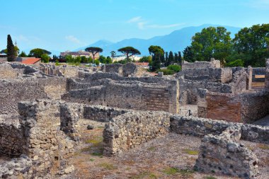 Antik Roma şehri Pompeii İtalya 'nın kalıntıları, MS 79 yılında Vesuvius' un patlaması sonrasında kül ile yok edildi ve gömüldü.