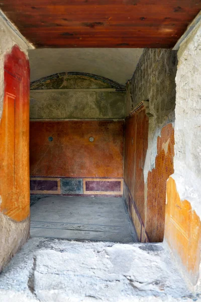 Festett Fal Pompeji Város Elpusztult 79Bc Kitörése Miatt Mount Vesuvius — Stock Fotó