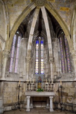 Roma, Barok ve Gotik tarzında Santa Maria Maggiore ataerkil katedralinin Rose Penceresi 28 Mayıs 2025 Lizbon Portekiz