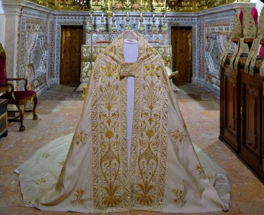 Roma, Barok ve Gotik tarzında Santa Maria Maggiore ataerkil katedralinin Rose Penceresi 28 Mayıs 2025 Lizbon Portekiz