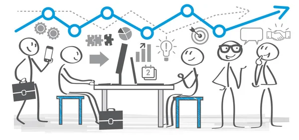 Ilustração Vetorial Conceito Planejamento Negócios Colegas Escritório Trabalhando Juntos — Vetor de Stock