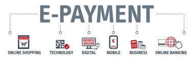 Afiş E-ödeme Internet bankacılığı teknoloji kavramı vektör çizim ile kutsal kişilerin resmi