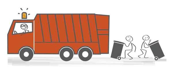 Ilustração Vetorial Trabalhador Remoção Lixo Esvaziando Lixeira Veículo Usado Serviço — Vetor de Stock