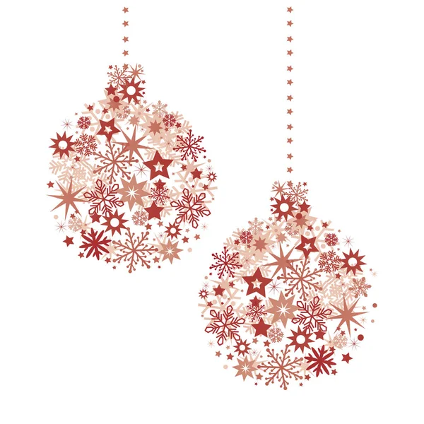 Boule Noël Avec Des Étoiles Couleur Rouge Illustration Avec Des — Image vectorielle