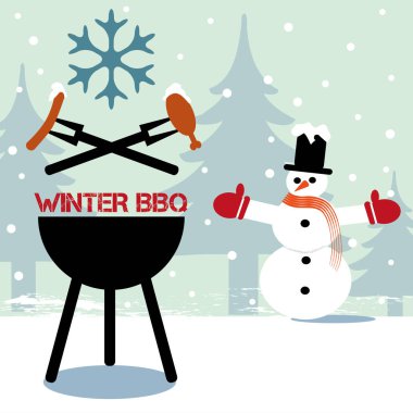 Barbekü piknik için davet edilir. Sezon tatil eğlence afiş arka plan.