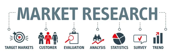 Banner Market Research Information Target Markets Customers Vector Illustration Concept — Stock Vector