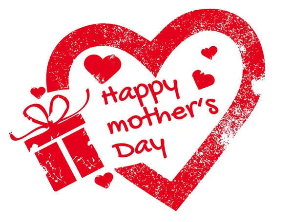 Happy Ημέρα Της Μητέρας Σφραγίδα Καλλιγραφία Vector Κείμενο Και Καρδιά — Διανυσματικό Αρχείο
