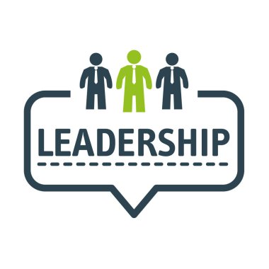 Konuşma balonu mesaj liderlik kavramı. Vektör çizim afiş simgeler ve anahtar kelimeler ile