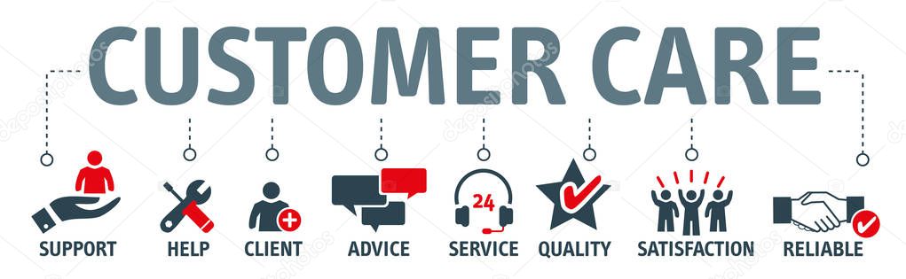 Banner Customer Care Vector Illustration