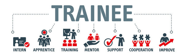 Banner trainee program vector illustration concept with icons