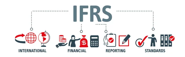 แบนเนอร์ IFRS มาตรฐานการรายงานทางการเงินระหว่างประเทศ Regulati — ภาพเวกเตอร์สต็อก