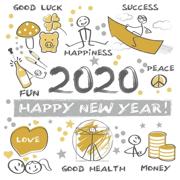 Feliz Ano Novo 2020 cartão de saudação — Vetor de Stock
