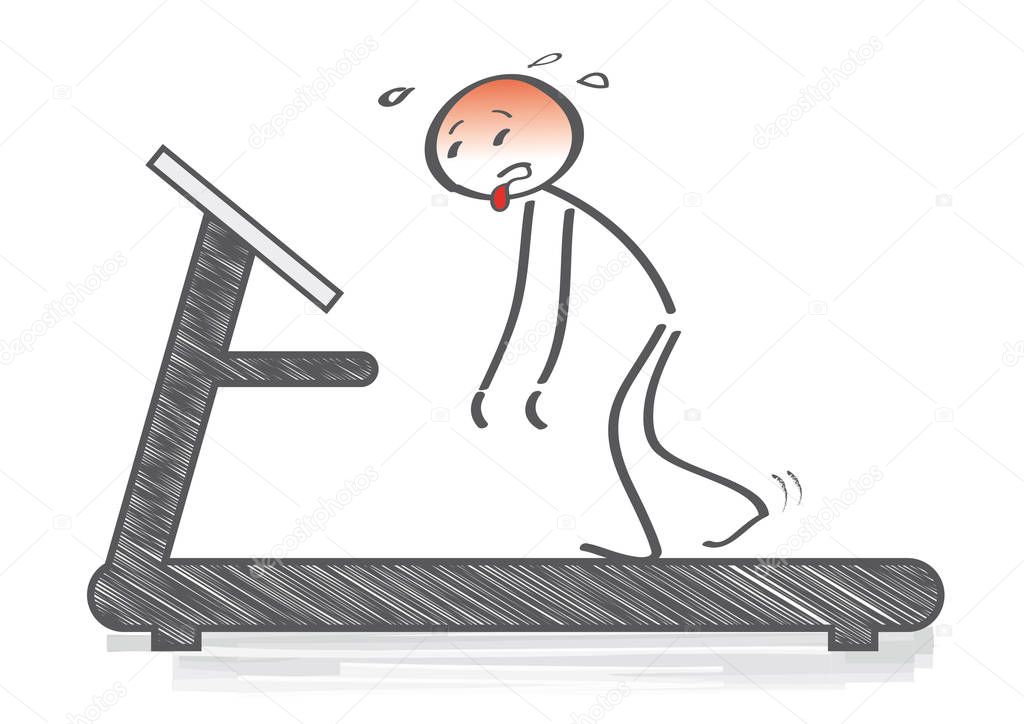 Exhausted man on treadmill vector illustration concept