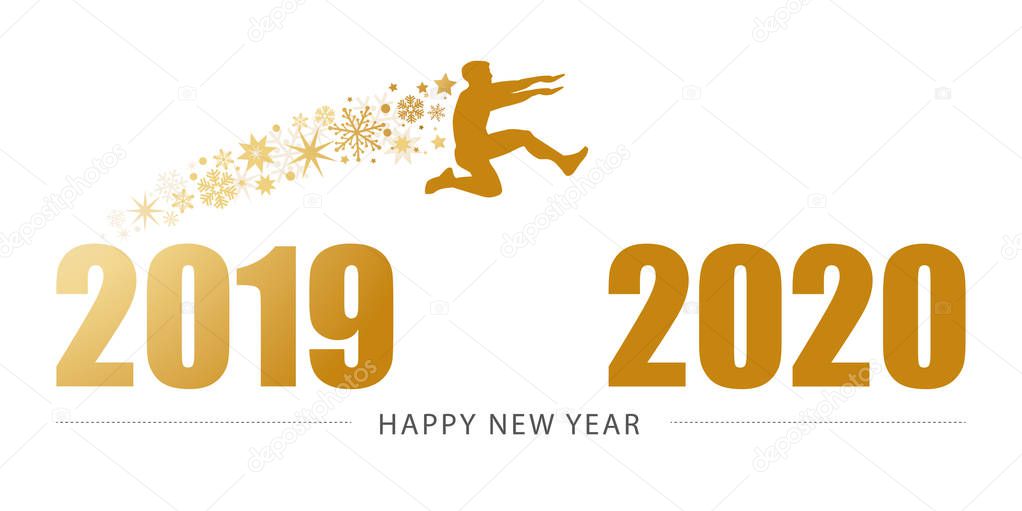2020 happy new year. White background and golden letters