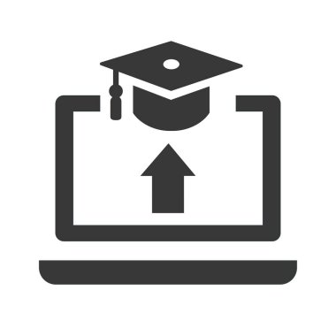 Uzaktan öğrenme, e-öğrenme ve çevrimiçi öğrenmenin simgesi. Vektör illüstrasyon kavramı