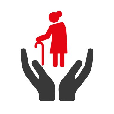 Bakıcı vektör simgesi konsepti. Huzurevi, huzurevi, destekli yaşam, evde bakım ve destek.