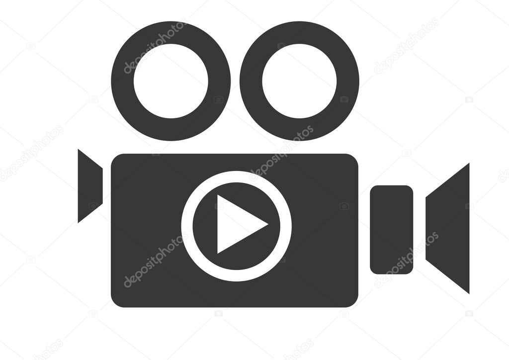 Video camera and broadcast vector icon concept on white background
