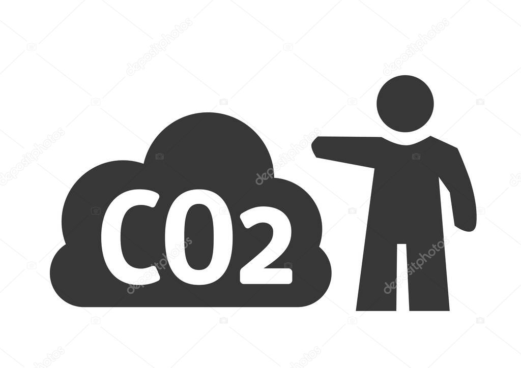 co2, carbon dioxide emissions - icon symbol icon. Pictogram isolated on white background. Vector illustration concept