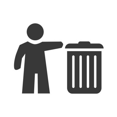 Temiz tut - beyaz sırt gramında çöp kutusu ikonu vektör illüstrasyon kavramı