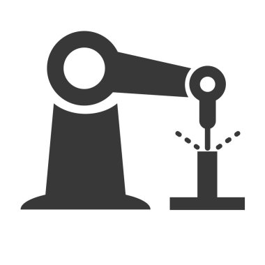 Otomasyon ve robot simgesi - beyaz arkaplanda izole edilmiş piktogram. Vektör illüstrasyon kavramı