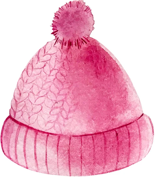 Ilustración acuarela rosa gorra de punto — Foto de Stock