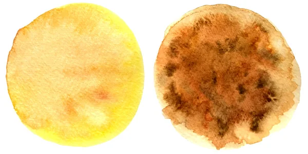 Ilustración de acuarela. manchas amarillas redondas —  Fotos de Stock