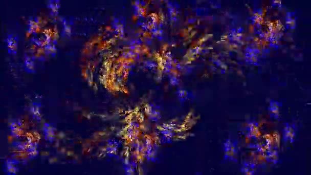 Blume Funkelnd Fraktal Auf Blauem Hintergrund Bewegt Und Schimmert Funkelt — Stockvideo