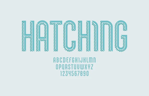 Hatched Font Trendy Striped Flat Color Alphabet Sans Serif Modern — 스톡 벡터