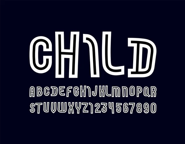 Weiße Schrift Mit Schwarzer Linie Modernes Kinderalphabet Trendige Lateinische Buchstaben — Stockvektor