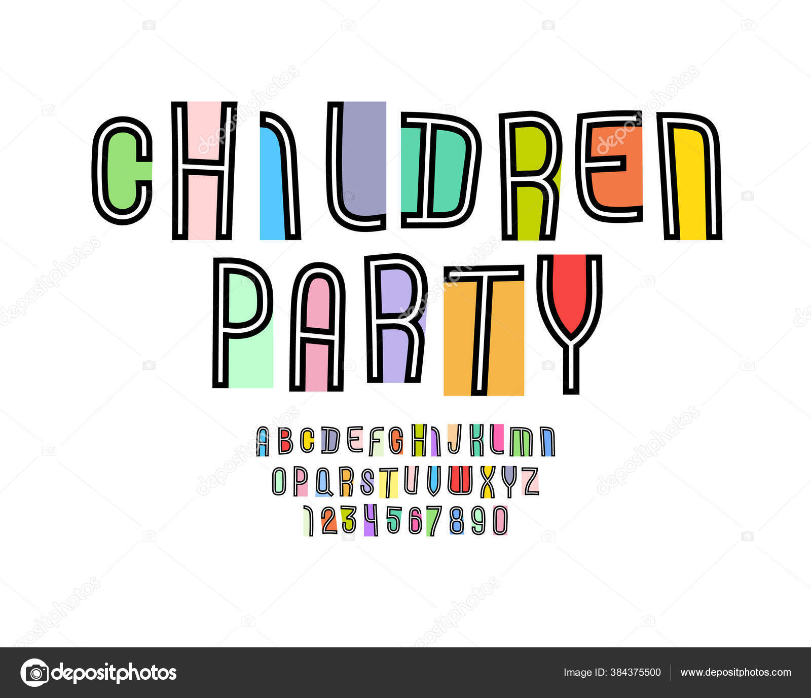 Playful Colored Font Kids Alphabet Trendy Letters Numbers Vector Illustration Vector Image By C Marooshka Vector Stock