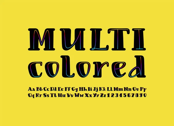 Fuentes Redondeadas Negras Con Alambre Color Alfabeto Estilo Urbano Letras — Vector de stock