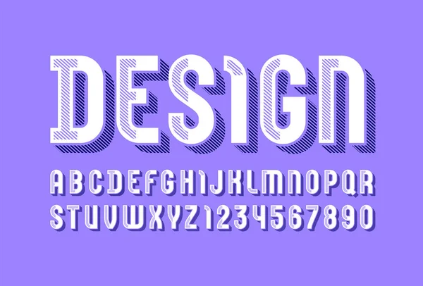 Trendy Lettertype Contour Alfabet Sans Serif Moderne Hoofdletters Cijfers Vector — Stockvector