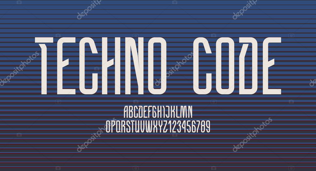 Technical High Font Condensed Alphabet Letters A B C D E F G H I J K L M N O P Q R S T U V W X Y