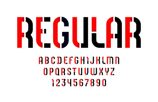 Привіт-тек шрифт, сучасний алфавіт, модні літери та цифри з деталей — стоковий вектор